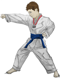 Imagen bosquejo de un muchacho practicando artes marciales